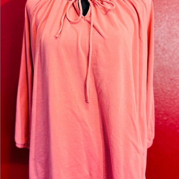 Lands' End Pink 3/4 Sleeve Tie Front Blouse, Size L - Picture 1 of 9